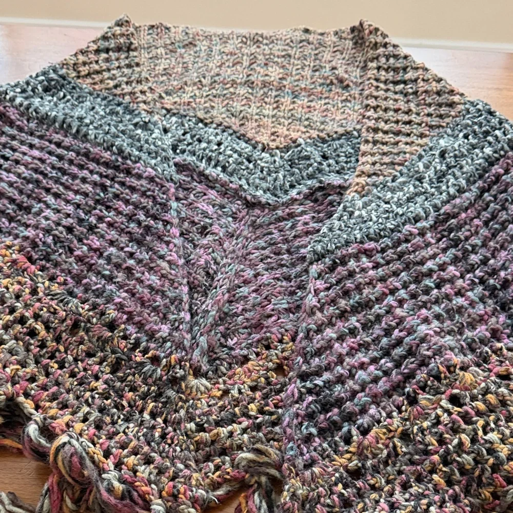 Free PeopleMulticolor Knitted Shawl with Fringe - Picture 3 of 6